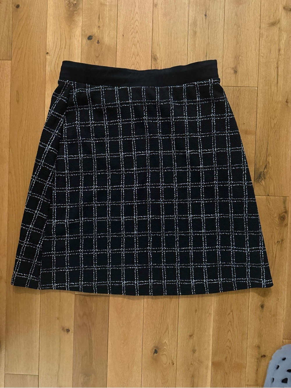 Gilli Black Windowpane A-Line Skirt